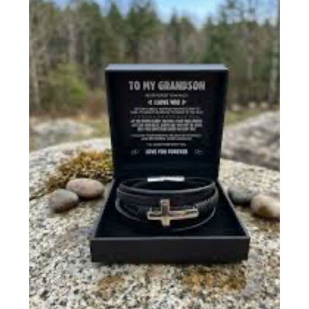 To My Grandson Cross Bracelet Christmas Birthday Graduation Gift for Men
